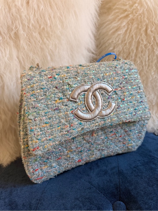 CHANEL Handbags - Chanel Blue Confetti Tweed Flap Handbag